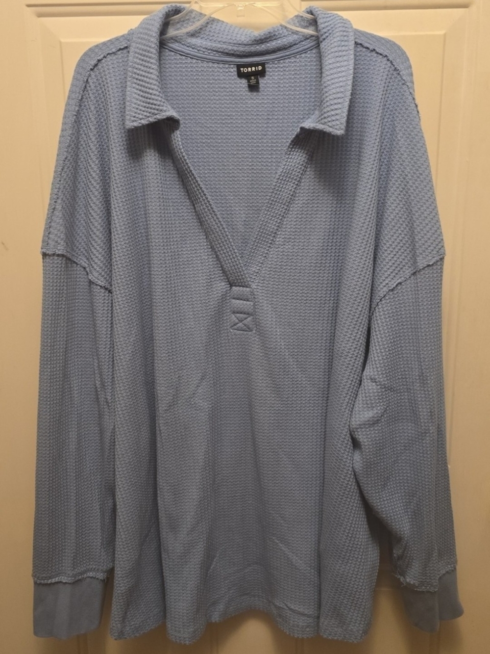 Torrid Waffle Collared Drop Shoulder Top Size 5 Blue